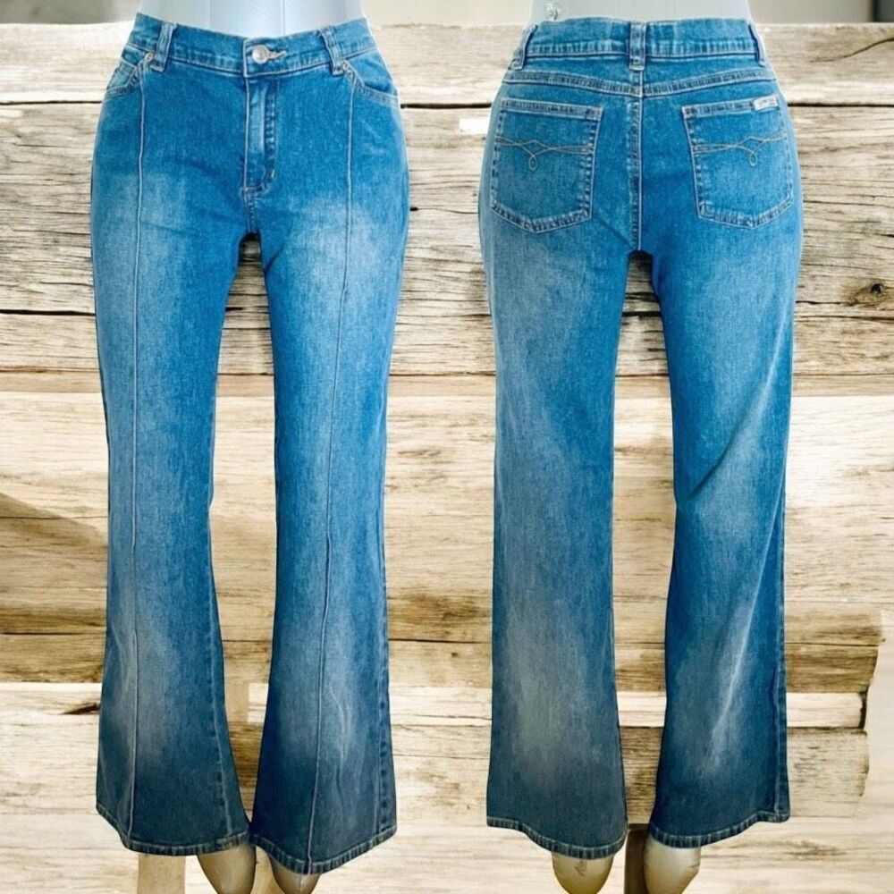ROXY GIRL JEAN Sz 16 Juniors Flare, Stretchy, 5 Pockets Medium Wash Blue Jeans